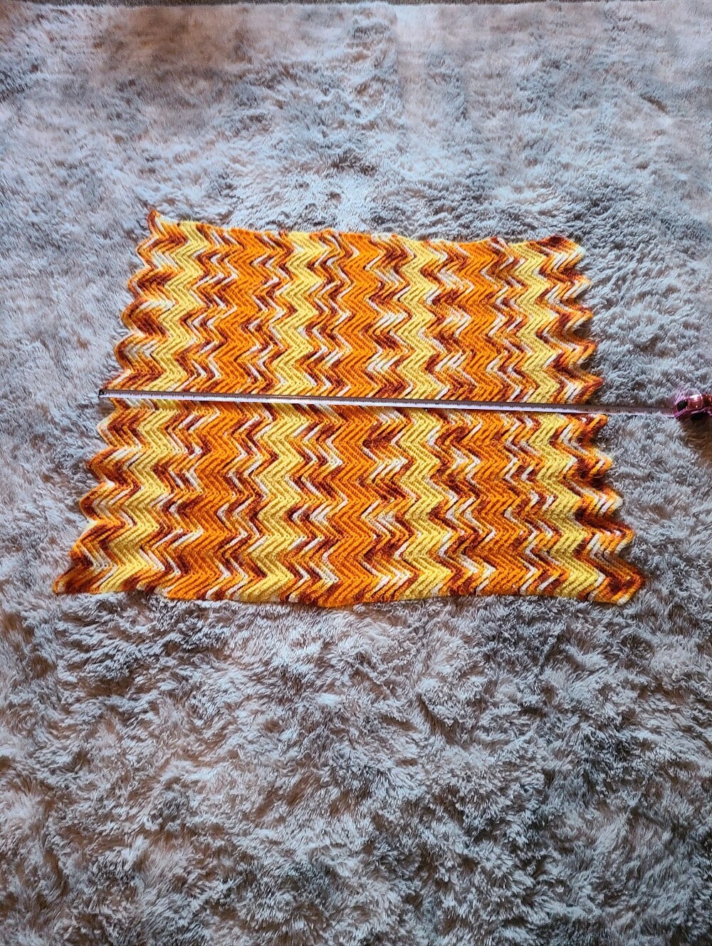 Hand Crafted Orange, Yellow & White Chevron Throw - Picture 12 of 13